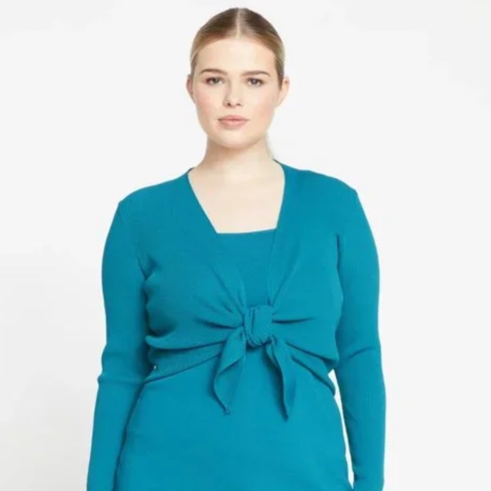 Universal Standard Knitted Wrap Cardigan Size L Plume Blue NWT